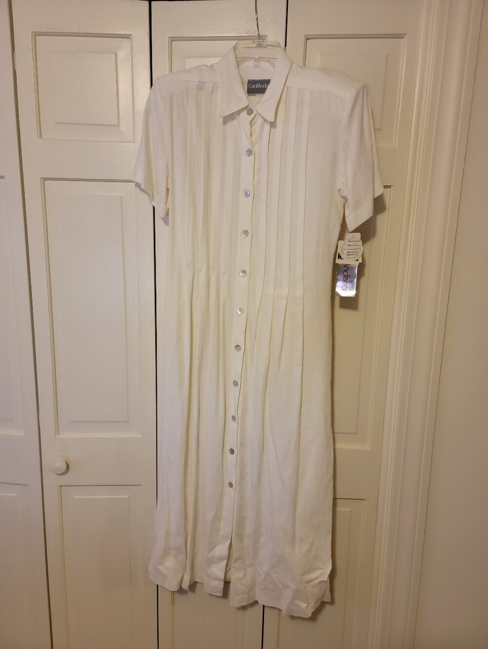 Carol Anderson California Cream Button-Front Midi Shift Dress Size 10 NWT